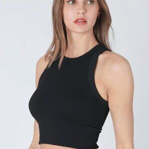 NIKIBIKI Ribbed High Neck Tank Top in Black (one size)